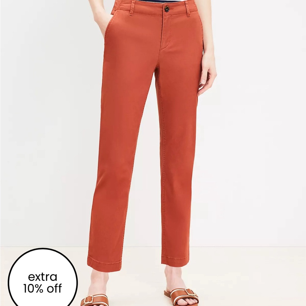 LOFT Red Chino Pants Straight Leg Cotton Blend